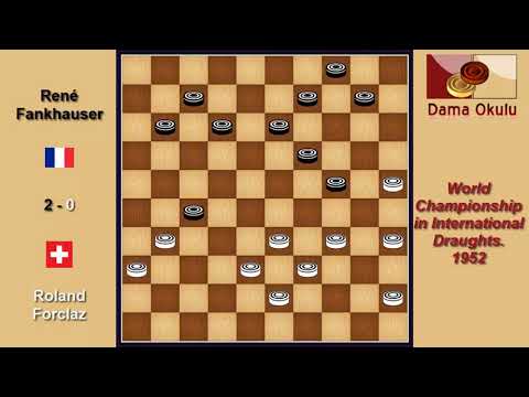 Roland Forclaz (SUI) - René Fankhauser (FRA). Draughts World Championship. 1952.