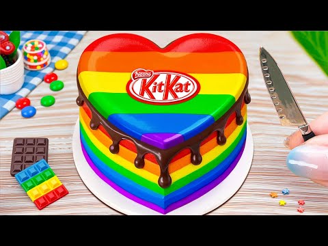 Newest Kitkat Rainbow Cake 🤩 Tiny Buttercream Miniature Cake Dessert Recipe 🌈 Unbox Overworld