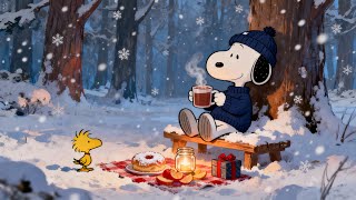 ❄️ Snoopy’s Peaceful Snow Day 🕯️ Jazzy Lofi Beats, Winter Calm & Gentle Rhythms | Study & Relax