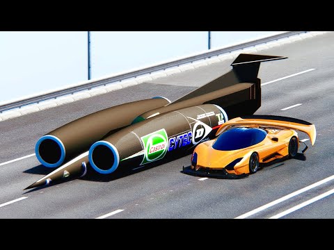 SSC Tuatara GTR Concept vs Thrust SSC at Drag Race 20 KM