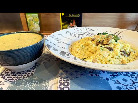 Recette 2 en 1: Risotto et velouté crémeux champignons