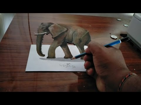 Cara menggambar gajah 3d dengan mudah