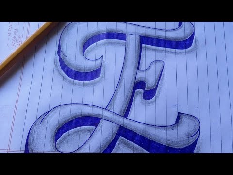 Very Easy!! How To Drawing 3D Floating Letter "E" #2 - Anamorphic Illusion - 3D Trick Art on paper