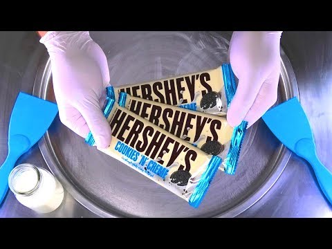 Hershey's Cookies and Cream Chocolate Ice Cream Rolls - huge tasty sweets ASMR Food rolled Ice Cream