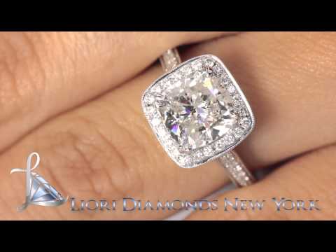 ER-0942 - 3.16 Carat G-SI2 Cushion Cut Natural Diamond Engagement Ring 18k Vintage Style