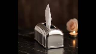 علبة مناديل اكريليك مطلي بماده فضيه– تصميم عصري وأ...