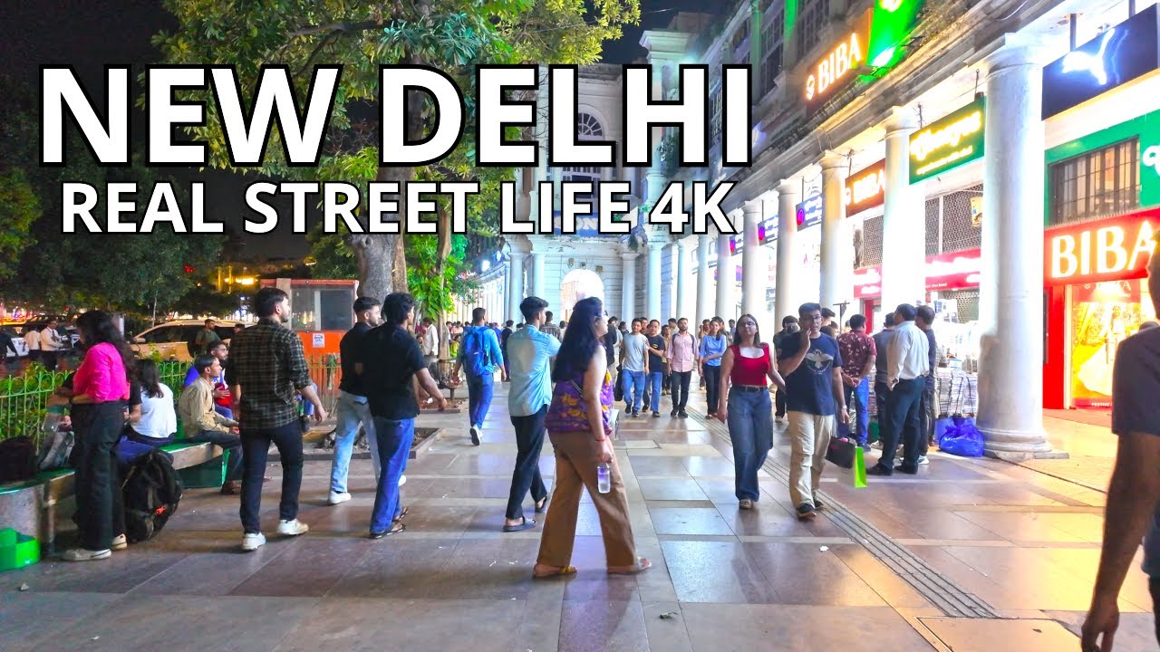 Immersive street-level walking tour through New Delhi (Daily Life 4), India, showcasing authentic urban landscapes, local architecture, and the vibrant atmosphere of the city's neighborhoods