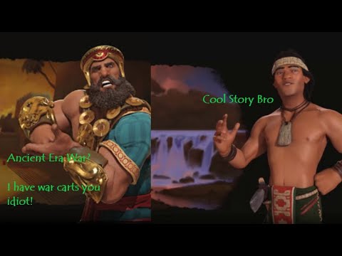 Civ 6: Heroes Mode (Deity) - Warring Ancient Era Gilgamesh on Purpose?  (Crowded Map Part 2)