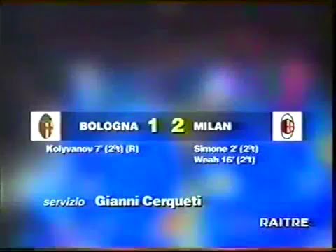 1996-97 (3a - 22-09-1996) Bologna-Milan 1-2 [Simone,Kolyvanov(R),Weah] Servizio D.S.Rai3