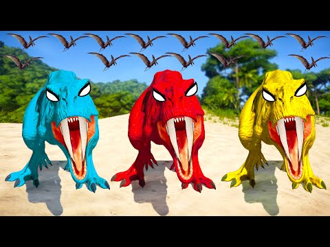 REXY COLOR PACK vs I-Rex, Indoraptor, Albertosaurus - Jurassic World Evolution Dinosaurs Fighting