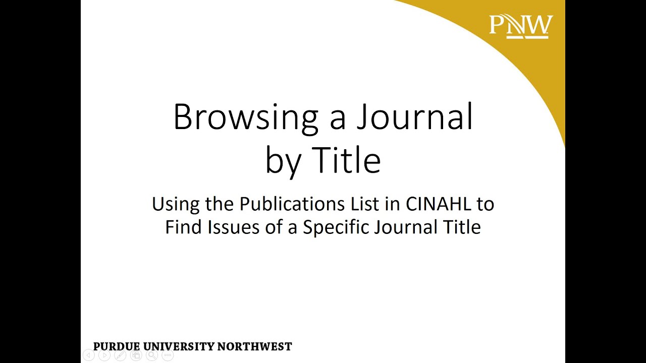 Browsing a Journal by Title