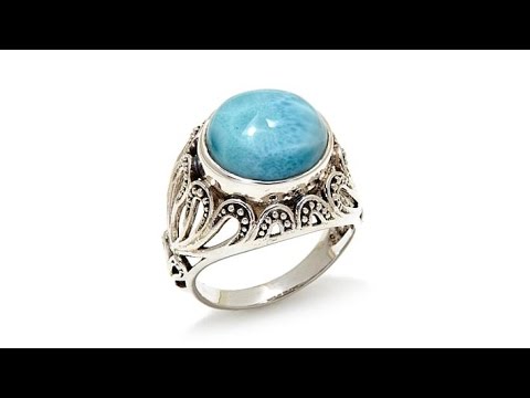 Nicky Butler Round Larimar Sterling Silver Scroll Ring