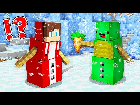 Insane Transformation: Mikey and JJ Become Snowmen in Minecraft!