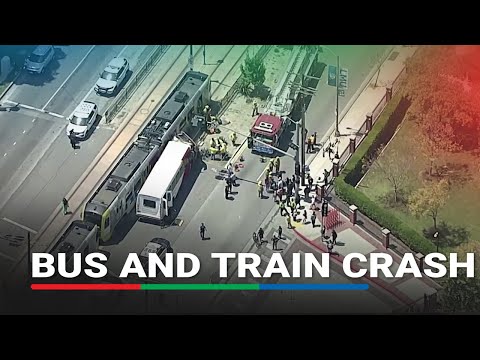 Bus and train crash in Los Angeles, injuring dozens