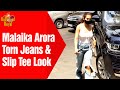 Malaika Arora Torn Jeans Slip Tee Look