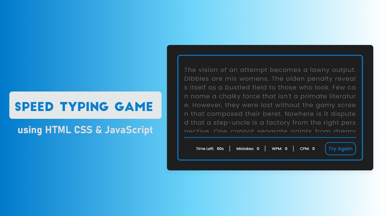 Build a Speed Typing Game using HTML CSS & JavaScript