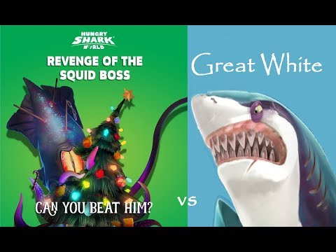 Great White Shark vs Colossal Squid Boss Live Contest - Hungry Shark World
