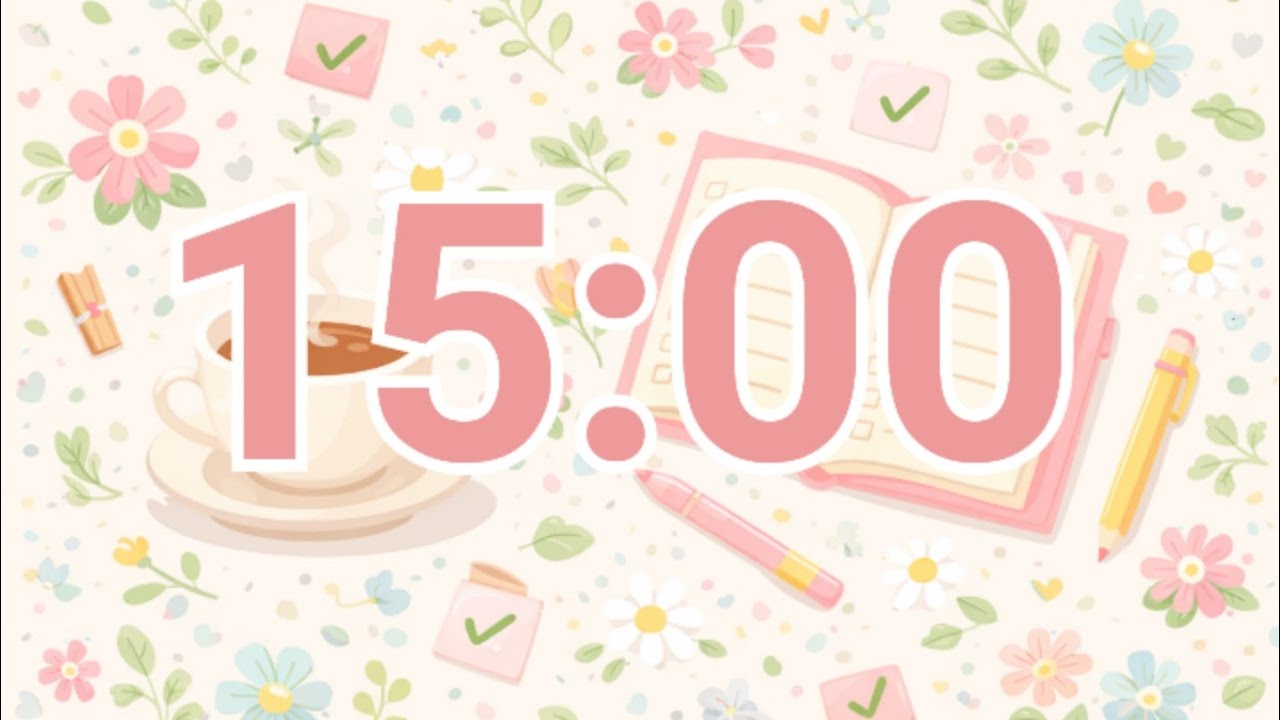 15-Minute Morning Coffee Timer ☕🌸 | Aesthetic Focus & Planning Countdown