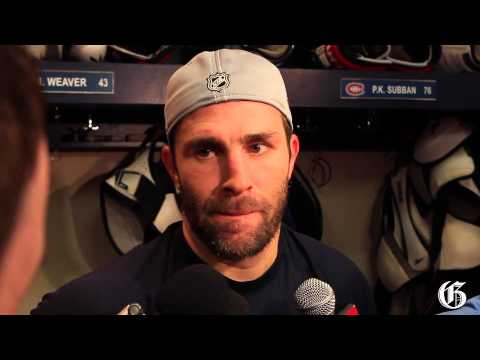Montreal Canadiens defence man Mike Weaver after practice
