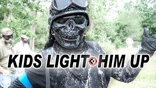 David Reaper Justin is Lit Up by Kids in Slow Motion @ Lone Wolf Paintball Michigan