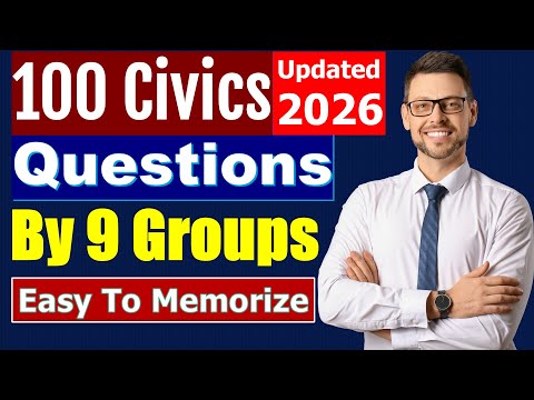 100 Civics Questions 2026 by 9 Groups for the US Citizenship Test (Easy to Learn)