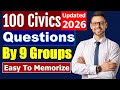 100 Civics Questions 2026 By 9 Groups For The US Citizenship Test Easy To Learn