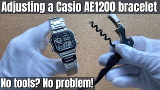 How to adjust / resize a Casio AE1200WHD bracelet ( NO TOOLS )