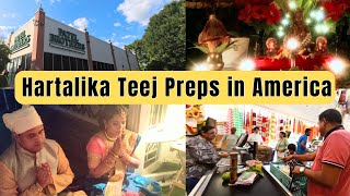 Celebrating Hartalika Teej in America 🇺🇸 | Pooja Prep, Indian Store, Mehndi & Fasting with Husband