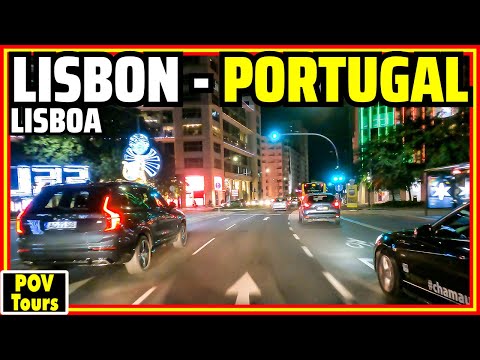 Passeio noturno em Lisboa, Portugal | Centro, Avenidas Novas, Parque das Nações [4K]