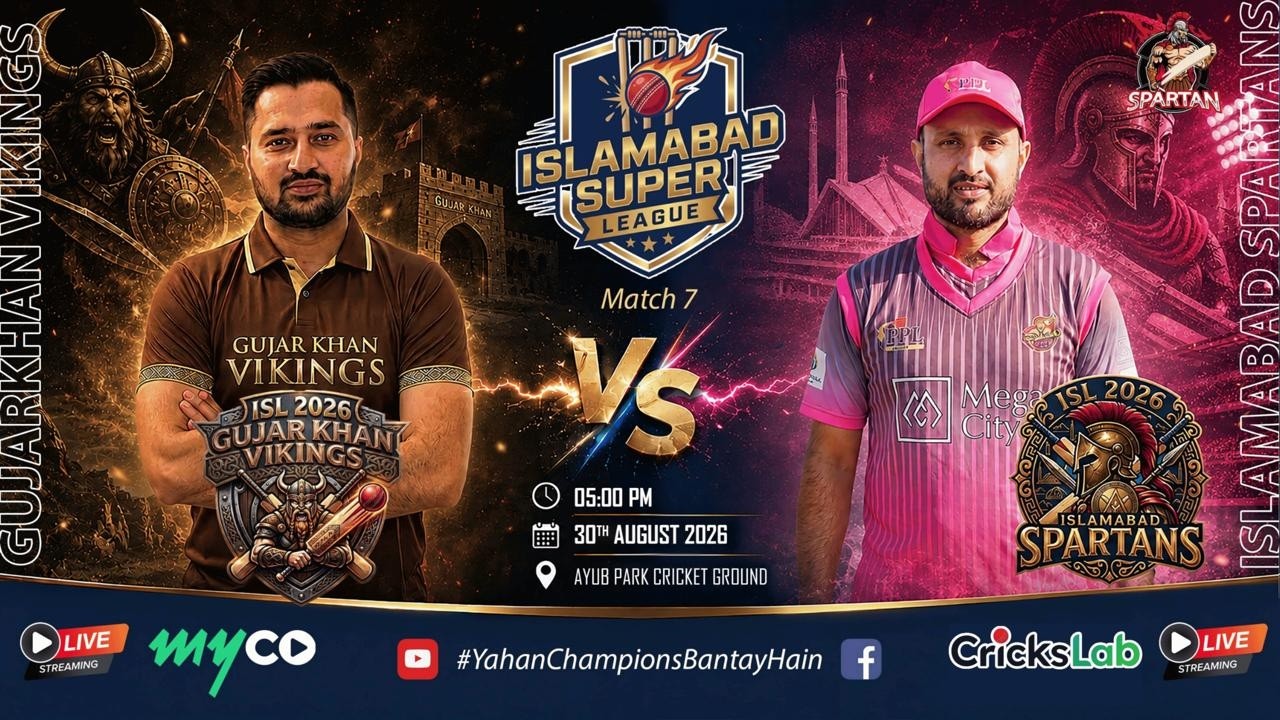 Gujar Khan Vikings vs Islamabad Spartans | Match 7 | Islamabad Super League 2026 | Crickslab