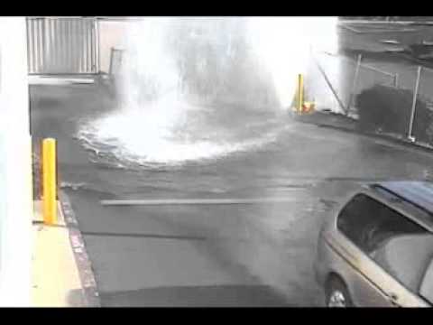 Idiot backing into fire hydrant