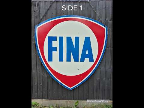 SKU 2995 1940s FINA double sided porcelain/enamel sign 54” x 50.5”