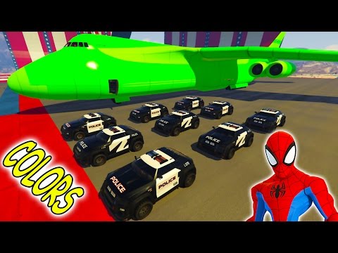 Zootopia Police Cars Transportation on Biggest Airplane with Spiderman Cartoon Nursery Rhymes