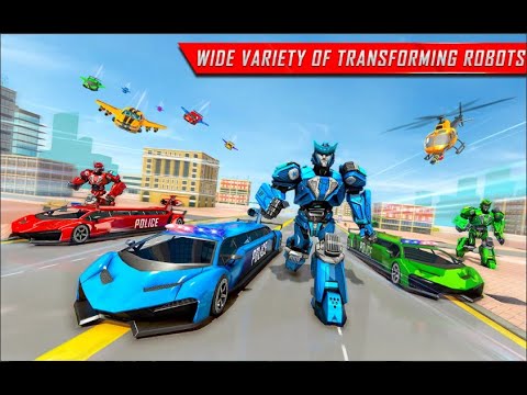 Flying Limo Robot Car Transform: Police Robot Game Happy Family Studio Gameplay 2