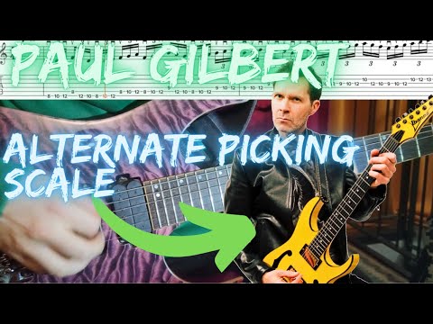 Paul Gilbert - Guitar Lick Lesson (Alternate Picking Scale, Slow & Tabs)