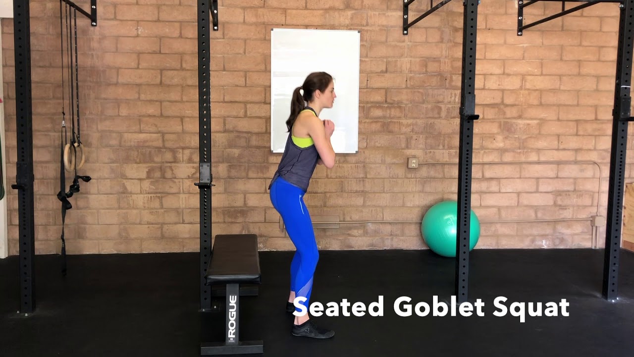 Weighted Goblet Squats from a Chair - YouTube