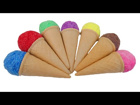 Play-Doh Ice Cream Cone Surprise Eggs - Learn Colours with Squisgy Glitter Foam Clay