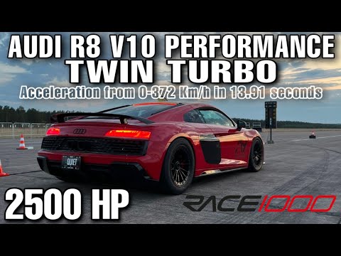 2500HP Audi R8 V10 Performance Twin Turbo (Mid boost) | Insane Sound & Dragy Times from 0-372 Km/h!