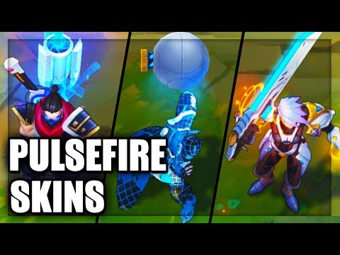 All Pulsefire Skins Final Update Twisted Fate Shen Riven Caitlyn Ezreal (League of Legends)