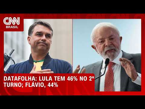 Lula tem 46% no 2º turno; Flávio Bolsonaro, 44%, aponta Datafolha | CNN AGORA