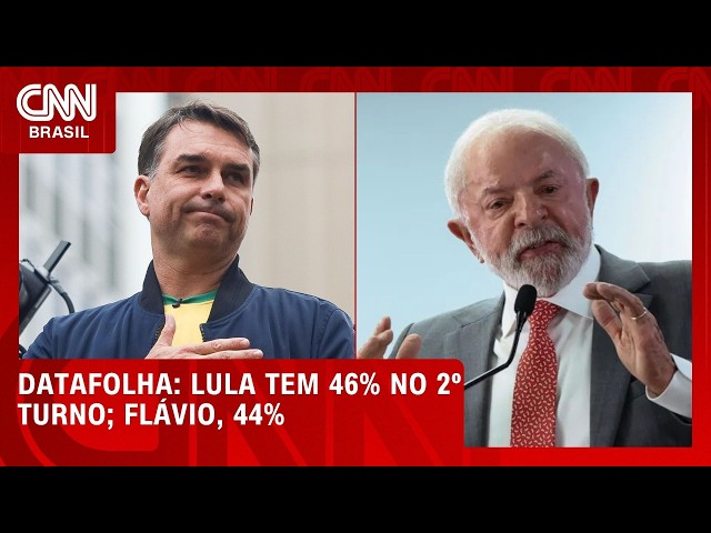 Lula tem 46% no 2º turno; Flávio Bolsonaro, 44%, aponta Datafolha | CNN AGORA