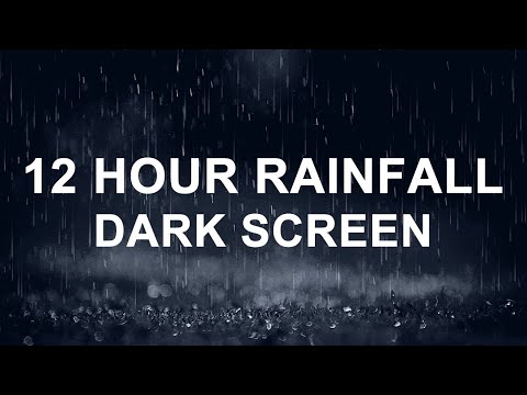 Gentle Night Rain 12 HOURS - Sleep, Insomnia, with DARK SCREEN White Noise