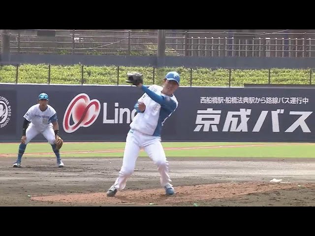 【ファーム】ファイターズ・柳川大晟 強烈なピッチャーライナーを反応の良さを見せナイスキャッチ!!  2023年4月22日 北海道日本ハムファイターズ 対 千葉ロッテマリーンズ
