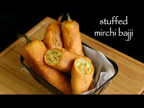 stuffed mirchi bajji recipe | stuffed menasinakai bajji | milagai bajji recipe