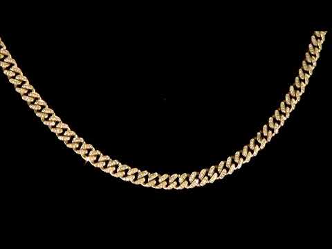 14K YELLOW GOLD 1.68CT TDW CLUSTER DIAMOND CUBAN LINK NECKLACE. Ref. 553 1230