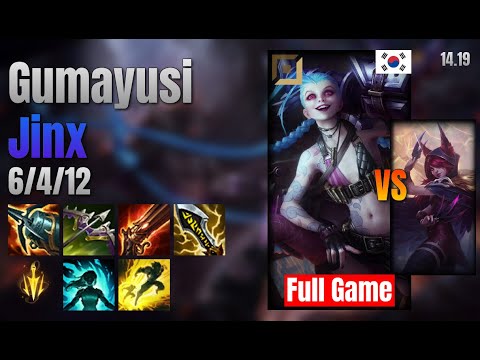 Gumayusi Adc Jinx vs Xayah lol KR solo rank Full Game 14.19