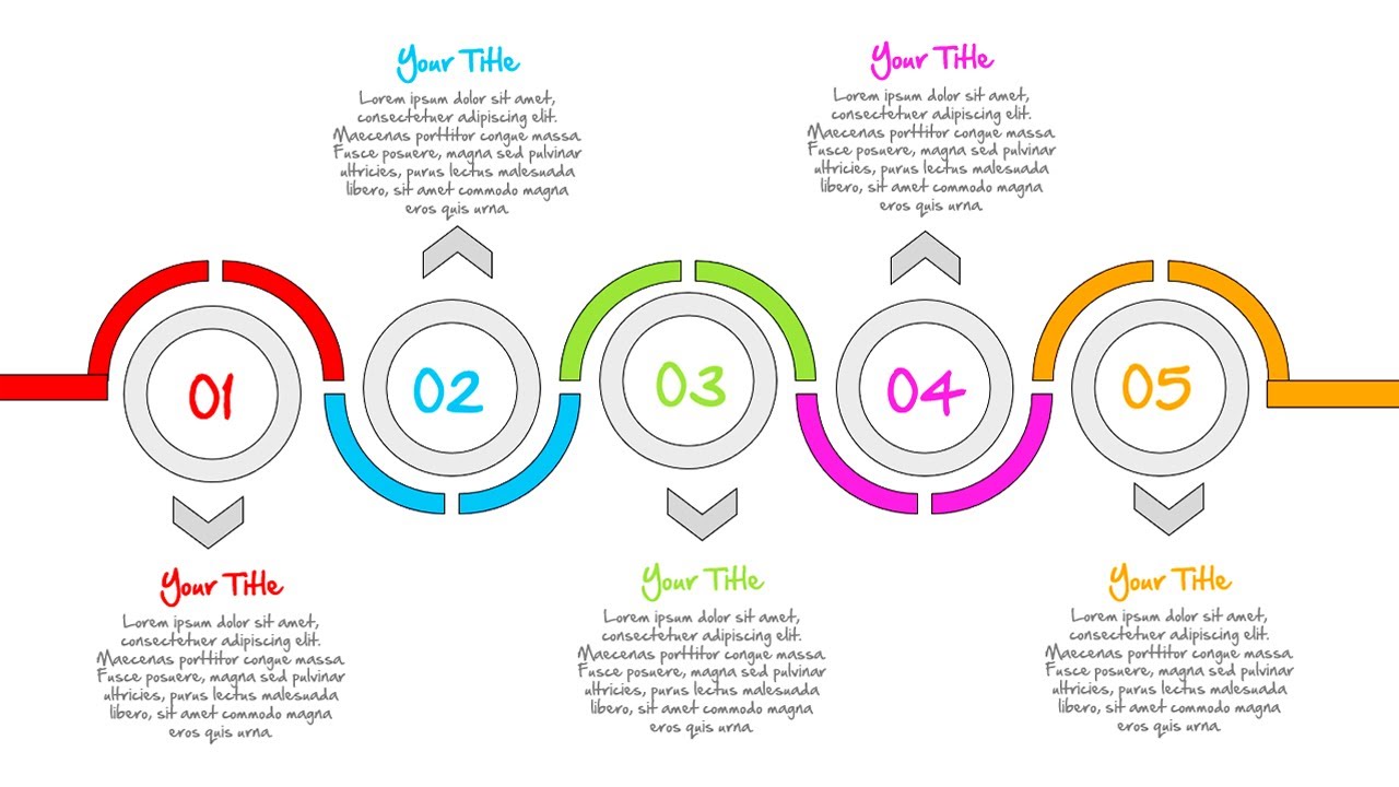 Create 5 Steps Circular Options Infographic Slide in PowerPoint