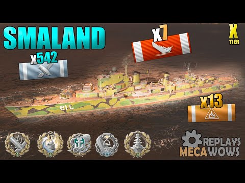 European Destroyer Småland 7 Kills Land of Fire Map | World of Warships