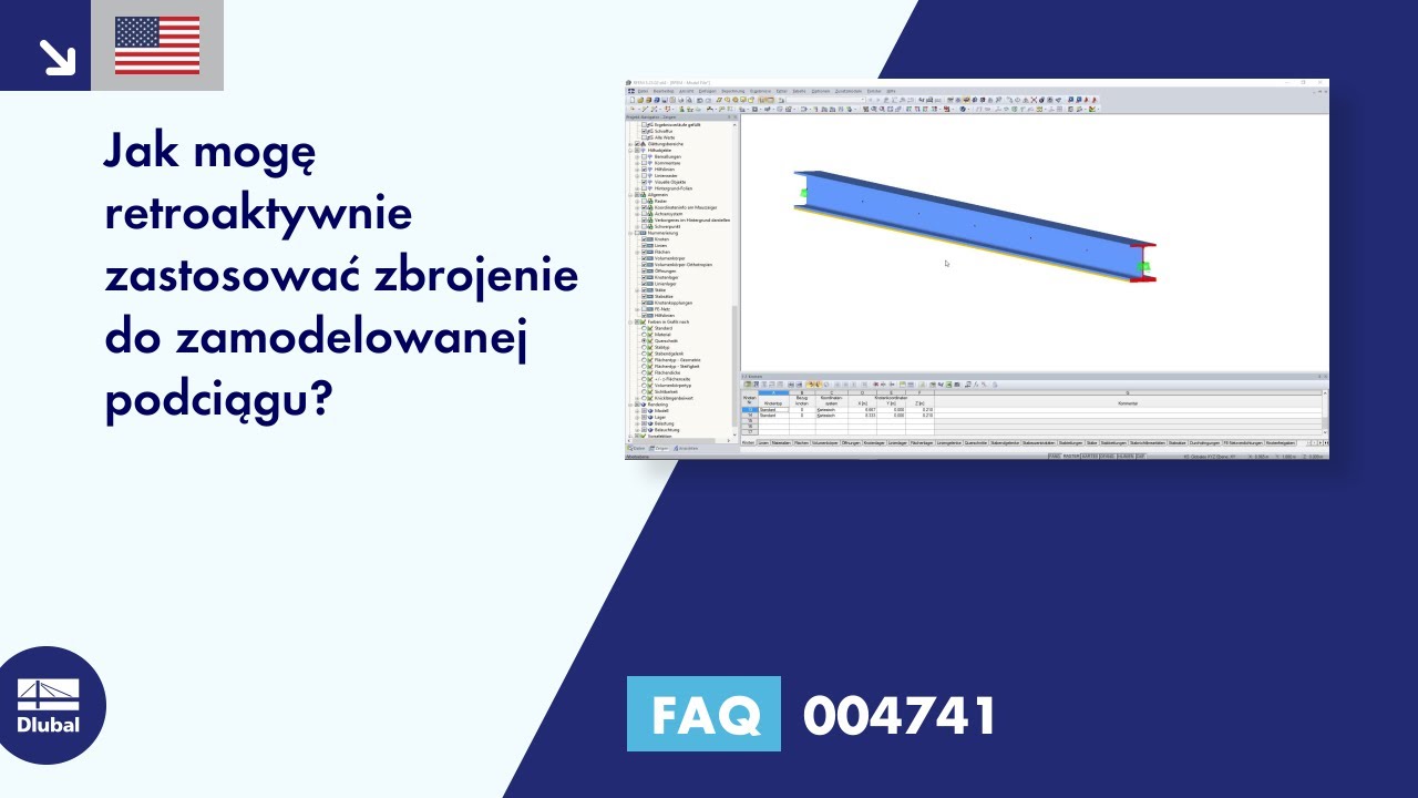 FAQ 004741 | Jak mogę retroaktywnie zastosować zbrojenie do zamodelowanej podciągu?