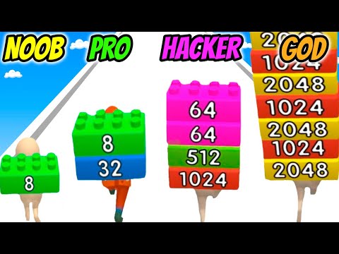 Brick Runner 2048 - NOOB vs PRO vs HACKER vs GOD